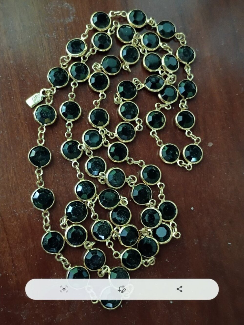 Swarovski marked black bezel station necklace